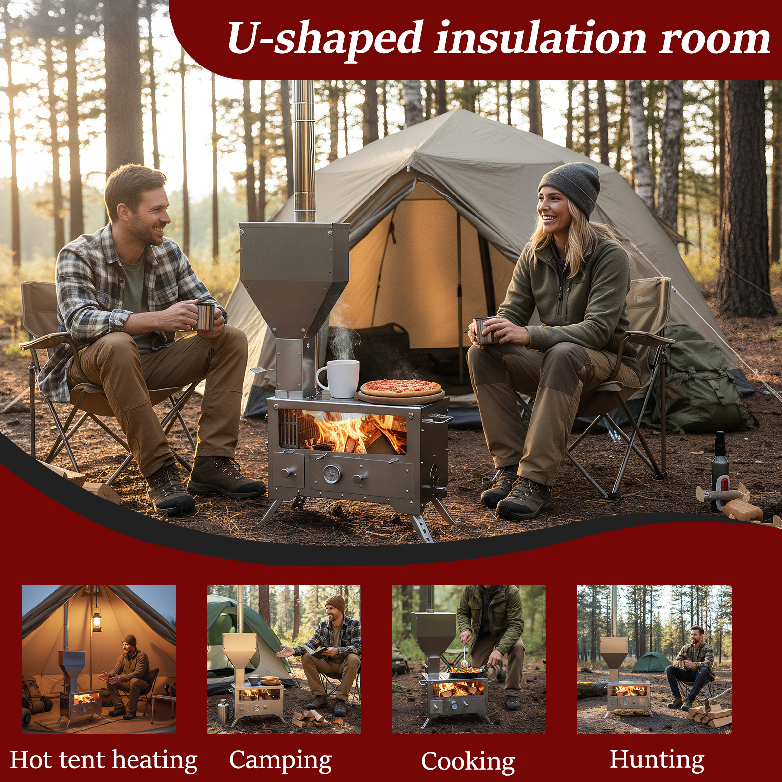 Wood Stove with Chimney Pipe P - Hunting Fishing Outdoor avaliação e preço