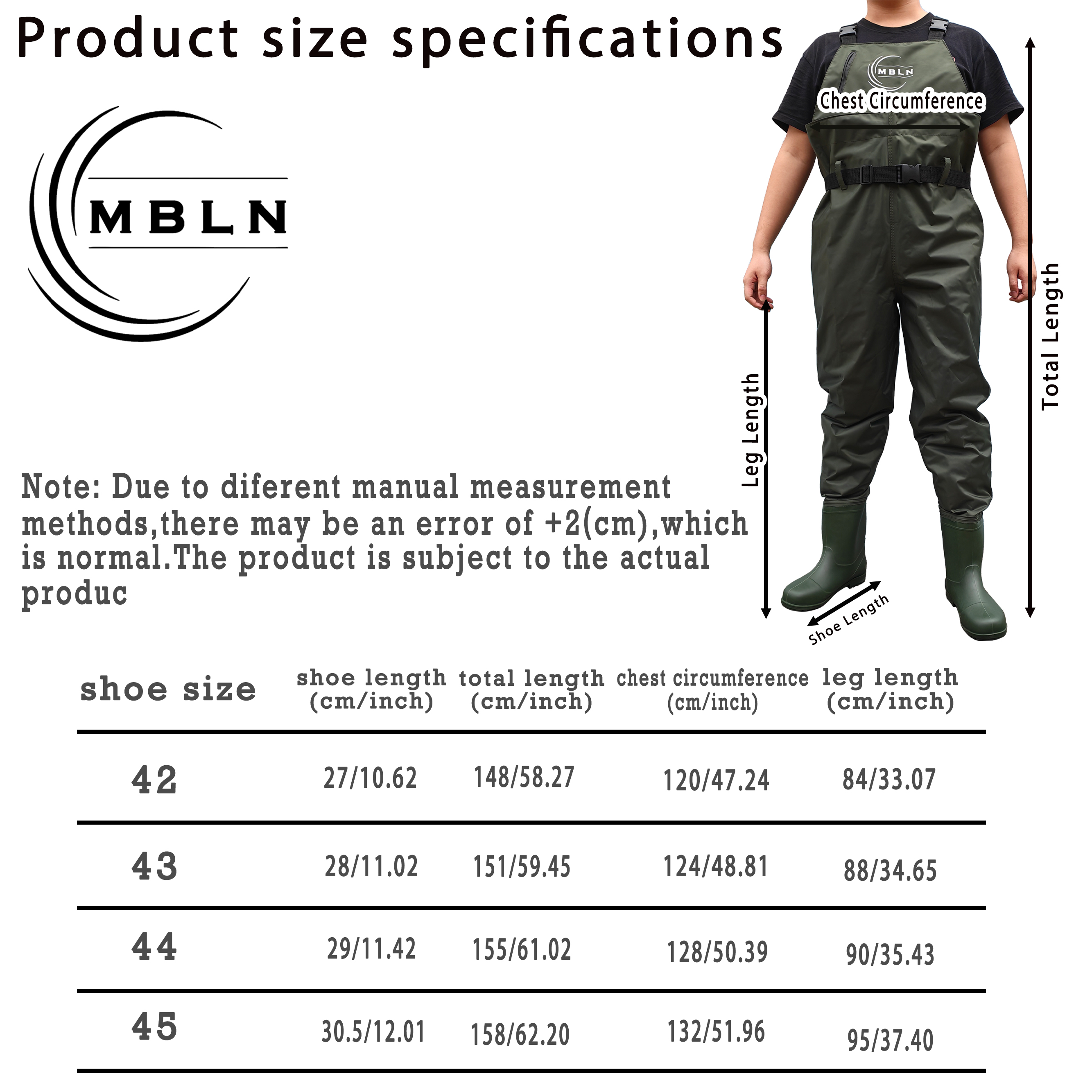 MBLN Fishing Chest Waders with - Fishing Waders Breathable avaliação e preço