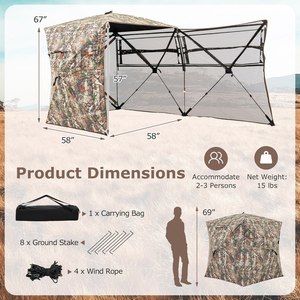 360° One-Way See-Through Hunti - Hunting Blind Fabric avaliação e preço