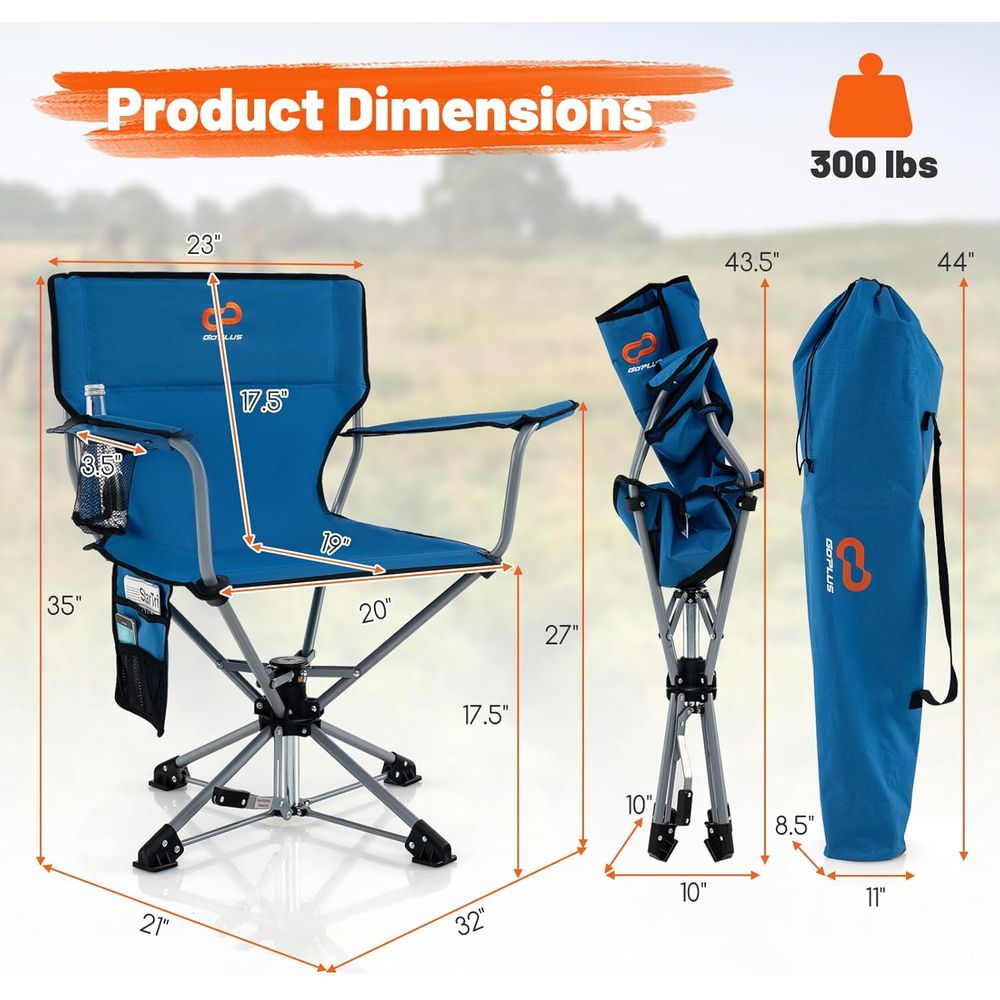 360 Degree Swivel Folding Hunt - Hunting And Fishing Outdoor Chairs avaliação e preço