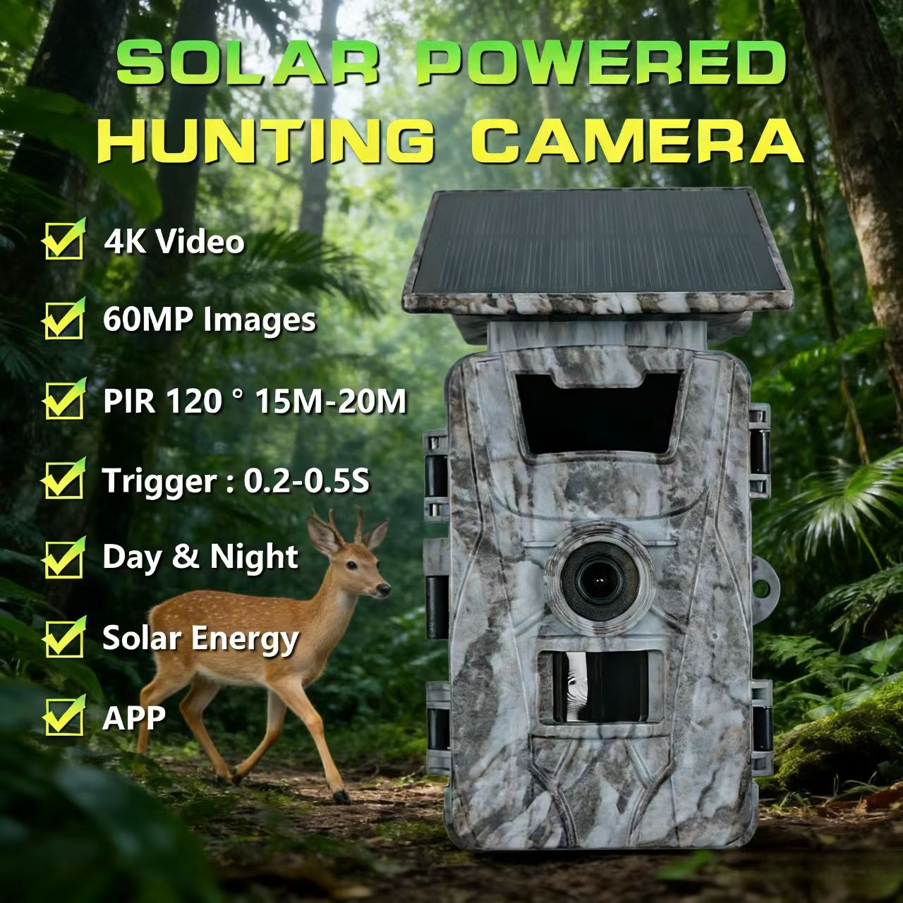 Solar WiFi 4K 60MP Hunting Cam - Outdoor Hunting Photography avaliação e preço