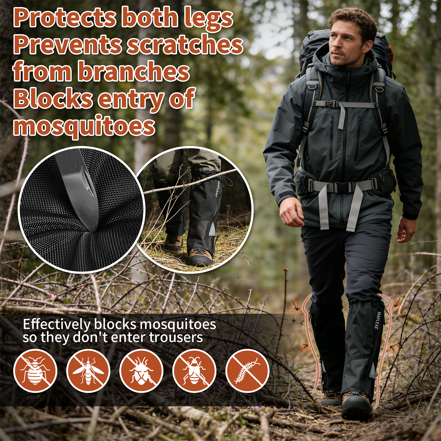 MAPLEAF Waterproof Leg Gaiters - Hunting Fishing Outdoor avaliação e preço