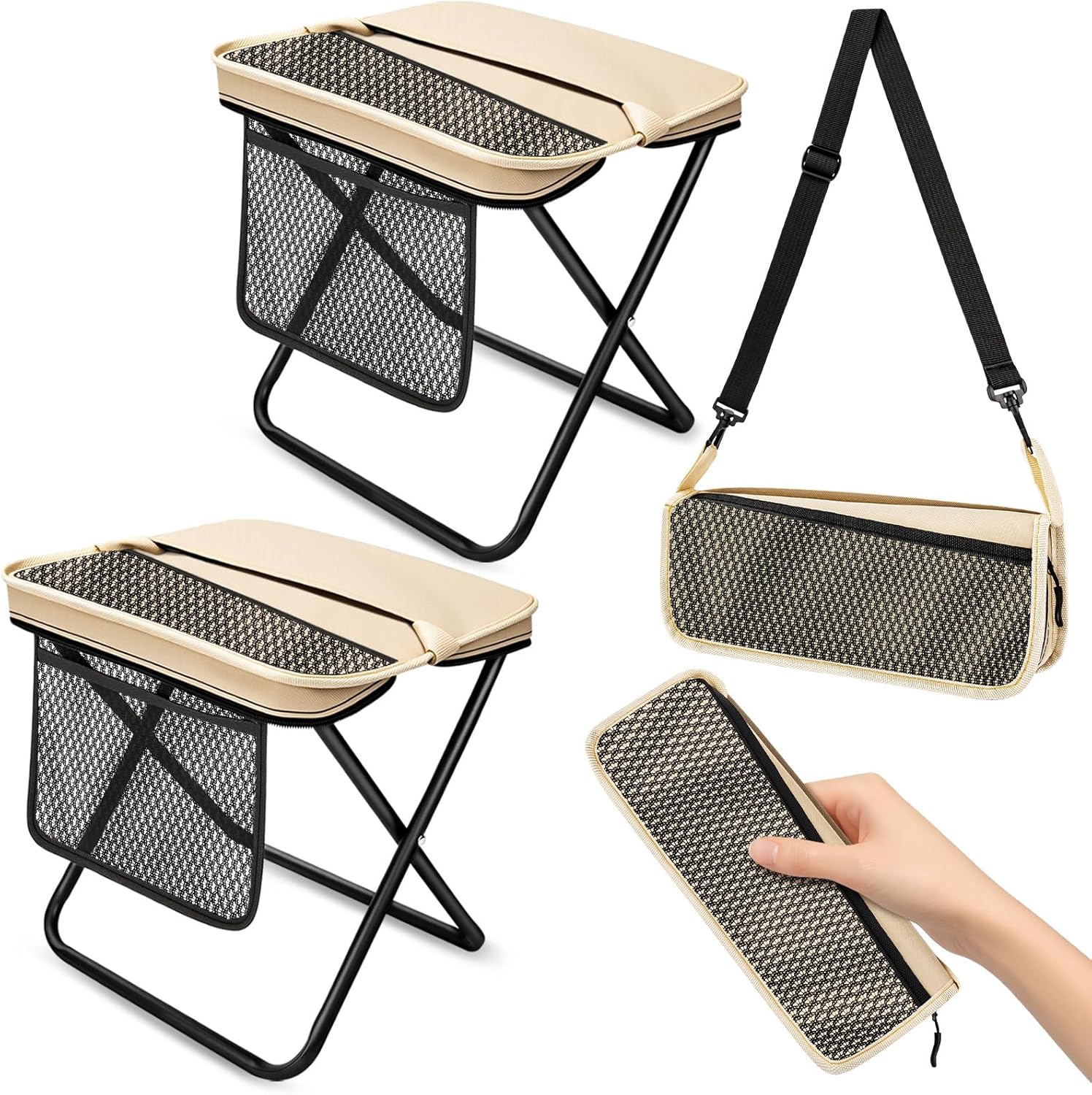 2 Pack Portable Folding Stools - Hunting And Fishing Outdoor Chairs avaliação e preço
