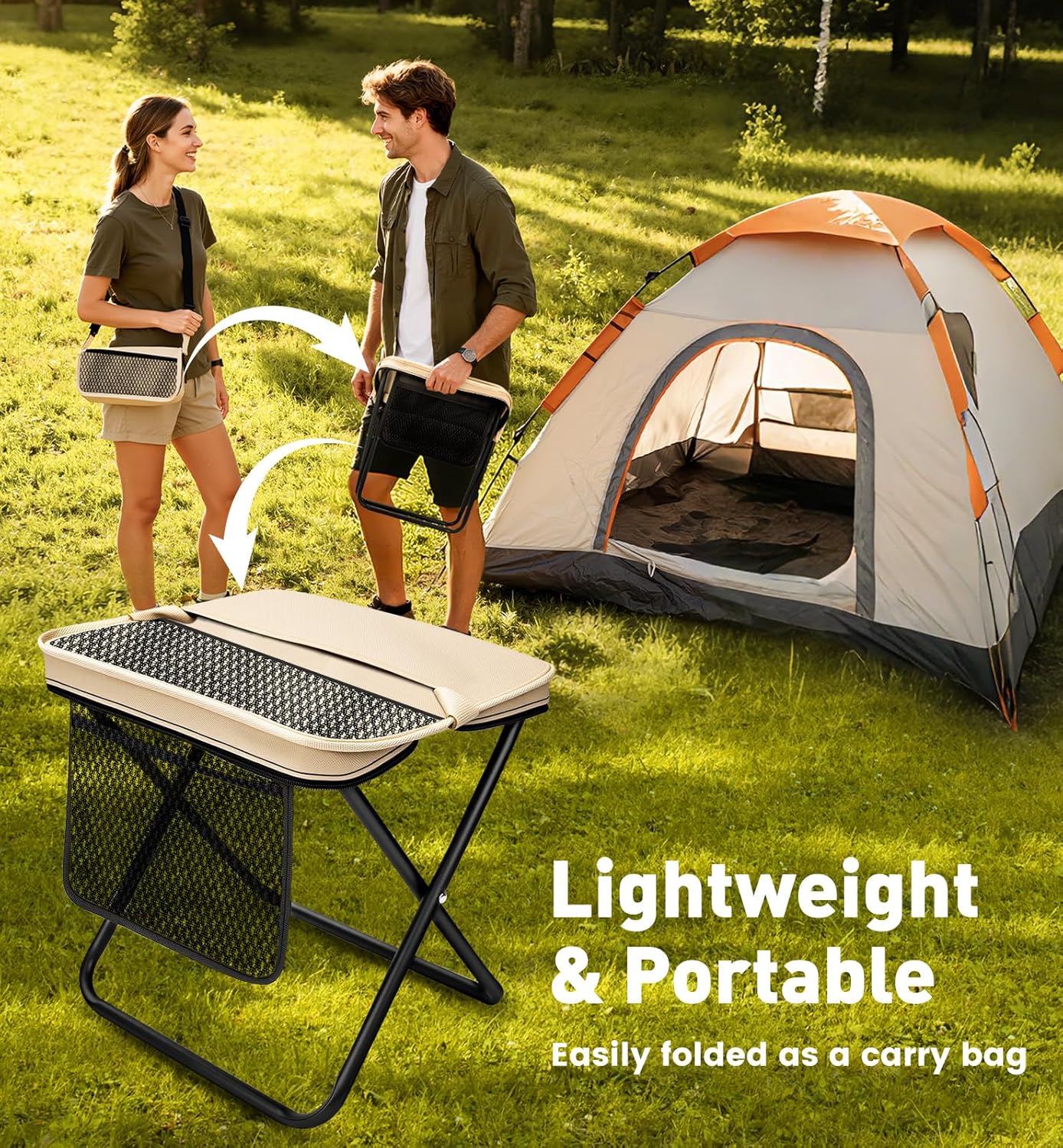 2 Pack Portable Folding Stools - Hunting And Fishing Outdoor Chairs avaliação e preço
