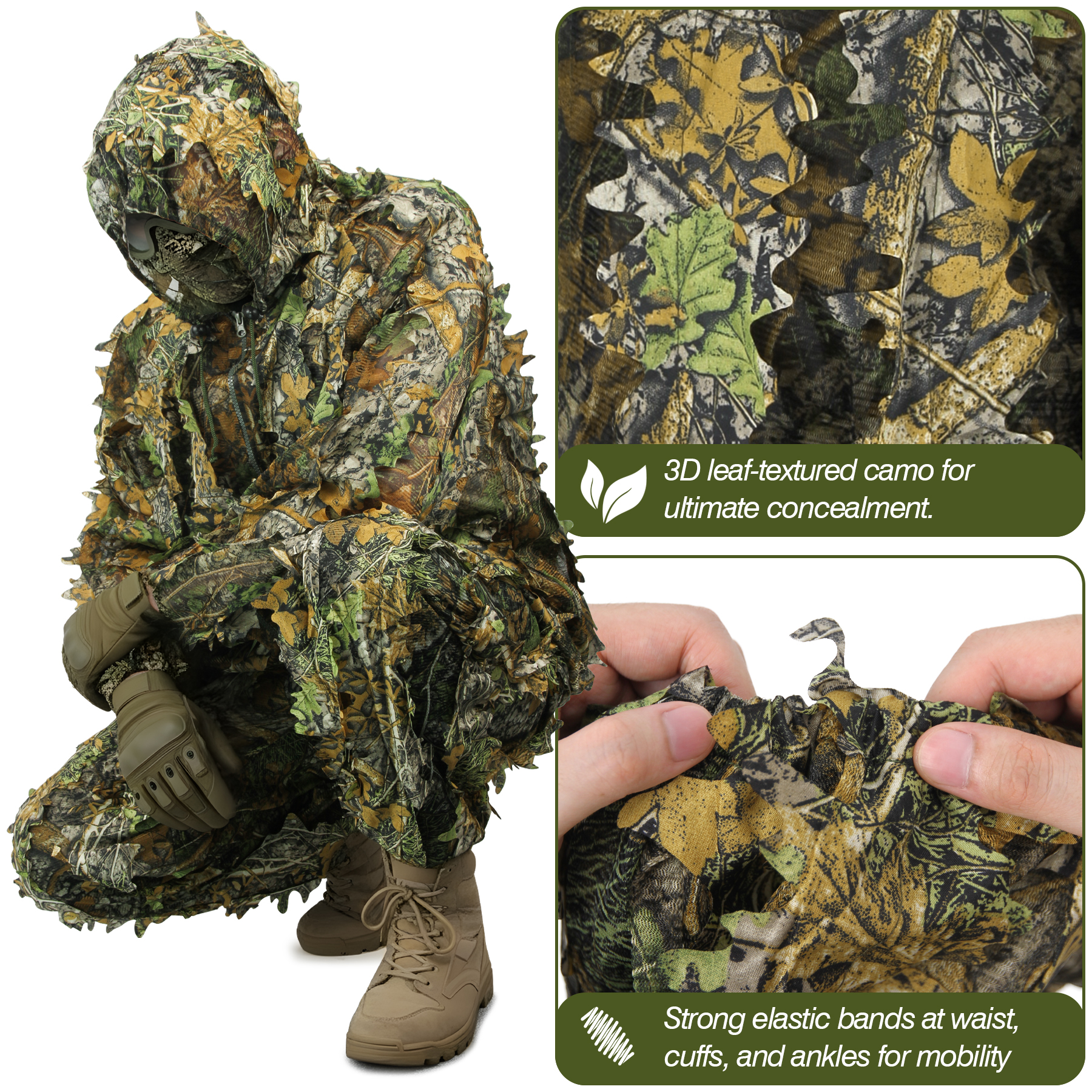 3D Camo Leaf Ghillie Suit Brea - Outdoor Hunting Photography avaliação e preço