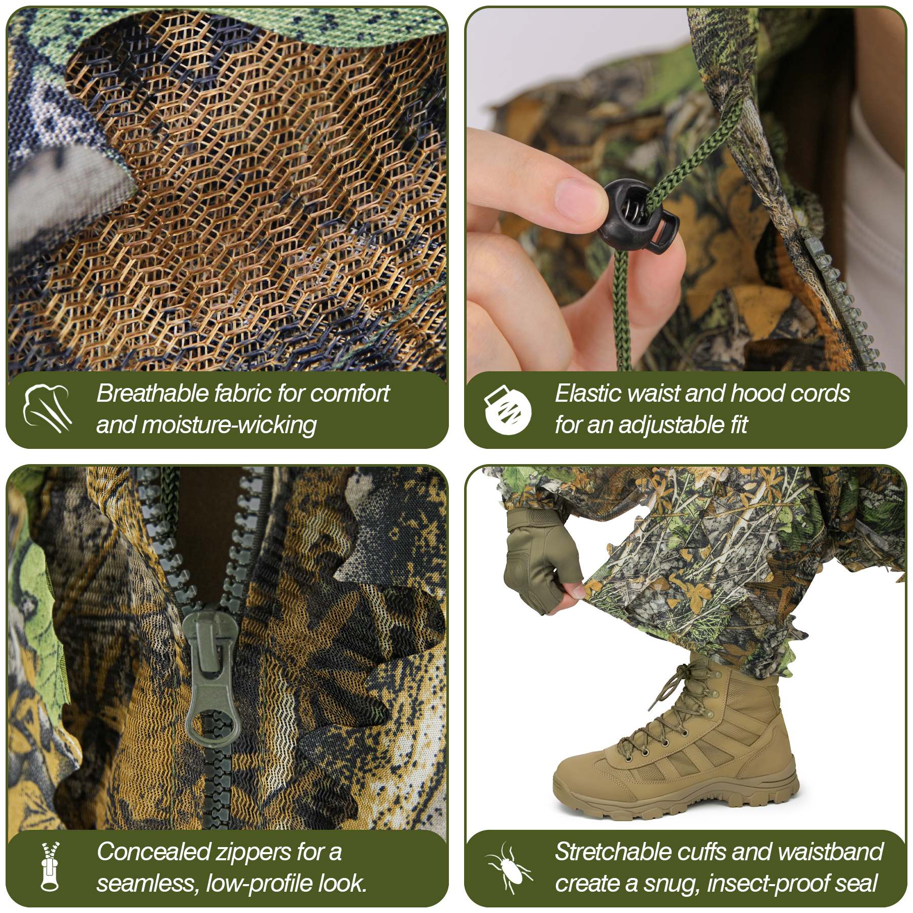 3D Camo Leaf Ghillie Suit Brea - Outdoor Hunting Photography avaliação e preço