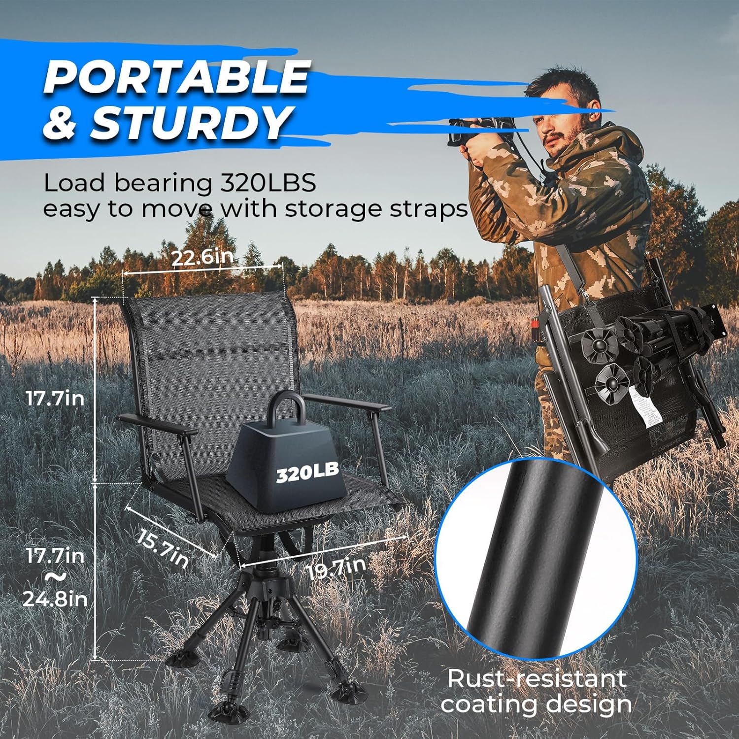 360° Silent Swivel Hunting Cha - Hunting And Fishing Outdoor Chairs avaliação e preço